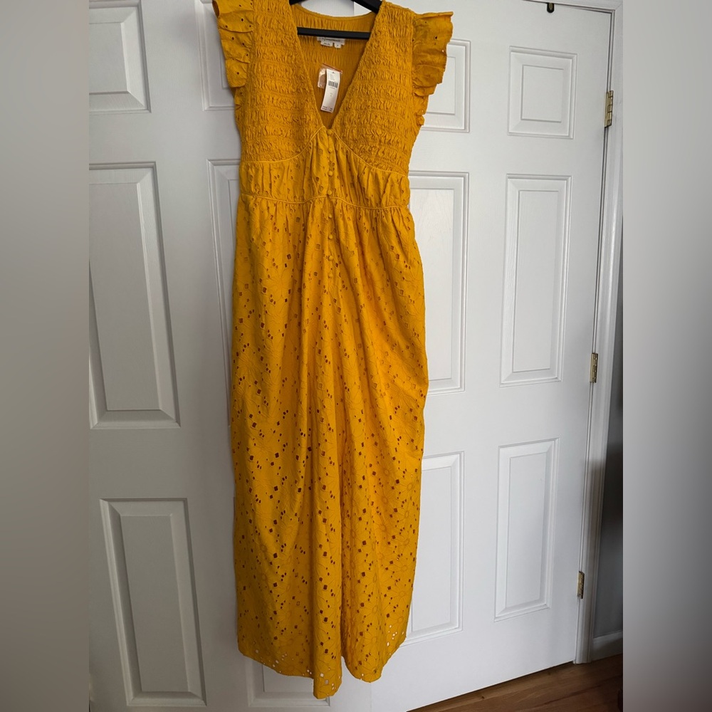 ANTHROPOLOGIE Gold wide leg jumpsuit